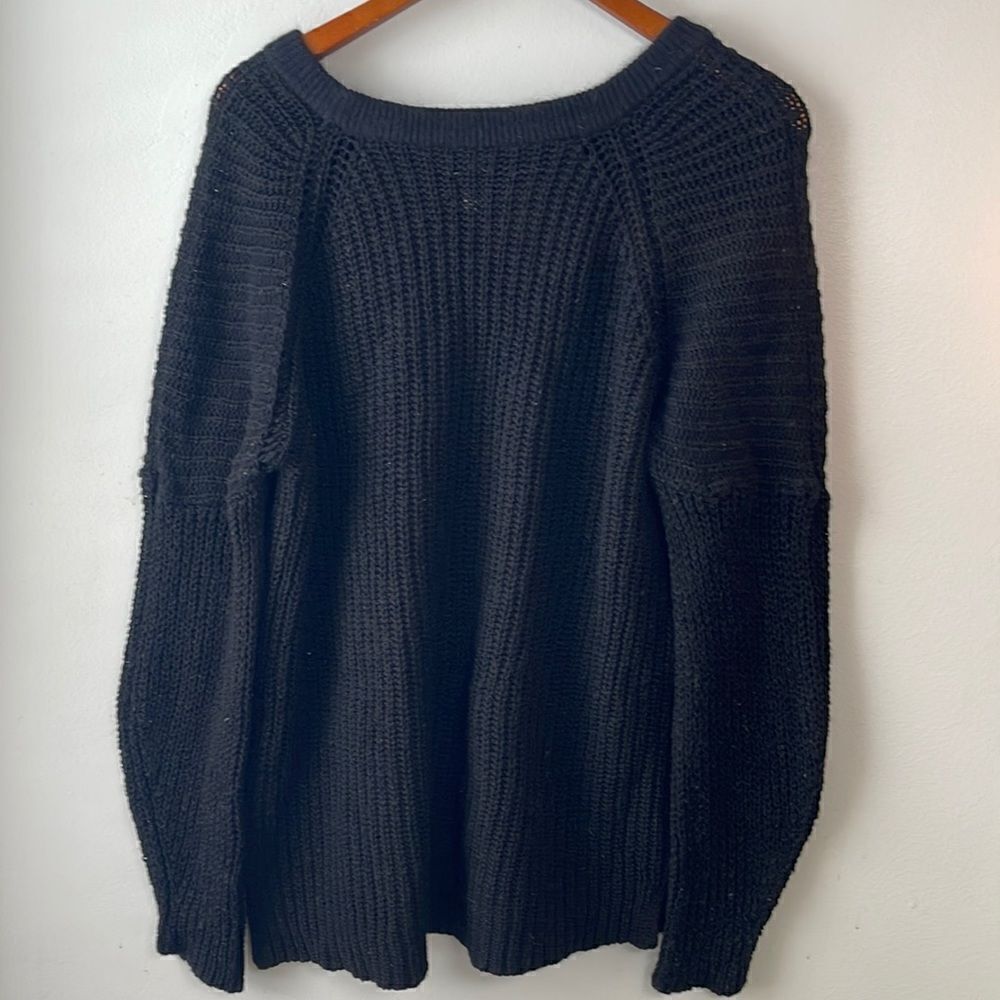 EUC Wilfred Crewneck 100% Merino Wool Black Knit Oversized Sweater S